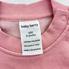 Load image into Gallery viewer, Girls Baby Berry, pink fleece line sweater / jumper, EUC, size 000,