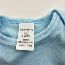 Load image into Gallery viewer, Unisex Baby Berry, blue cotton bodysuit / romper, GUC, size 000,