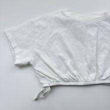 Load image into Gallery viewer, Girls Zara, white cropped cotton short sleeve top, EUC, size 7,