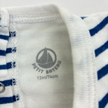 Load image into Gallery viewer, Girls Petit Bateau, striped cotton romper dress, light marks, FUC, size 0, L: 38cm