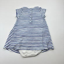 Load image into Gallery viewer, Girls Petit Bateau, striped cotton romper dress, light marks, FUC, size 0, L: 38cm