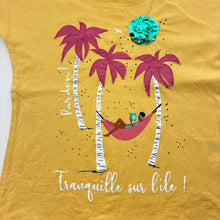 Load image into Gallery viewer, Girls Pardon!, yellow cotton tee / top, sequins, GUC, size 8,