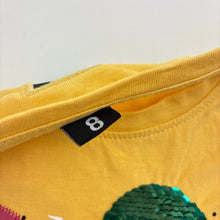 Load image into Gallery viewer, Girls Pardon!, yellow cotton tee / top, sequins, GUC, size 8,