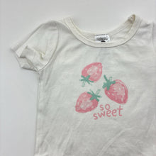 Load image into Gallery viewer, Girls Dymples, stretchy bodysuit / romper, strawberries, EUC, size 000,