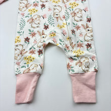 Load image into Gallery viewer, Girls Baby Berry, stretchy zipped romper, rabbits, EUC, size 000,