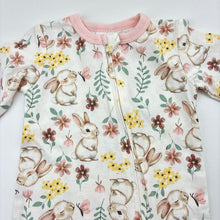Load image into Gallery viewer, Girls Baby Berry, stretchy zipped romper, rabbits, EUC, size 000,