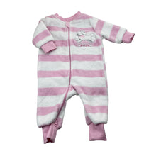 Load image into Gallery viewer, Girls Dymples, soft fleece zip romper, dog, EUC, size 000,