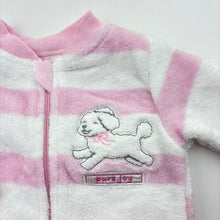 Load image into Gallery viewer, Girls Dymples, soft fleece zip romper, dog, EUC, size 000,