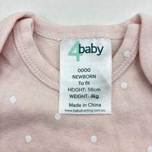 Load image into Gallery viewer, Girls 4 Baby, pink cotton bodysuit / romper, EUC, size 0000,
