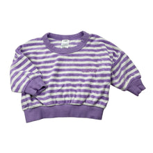 Load image into Gallery viewer, Girls Bonds, purple stripe terry top / lightweight sweater, EUC, size 000,