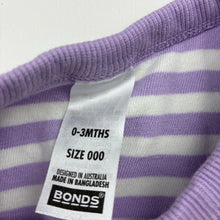 Load image into Gallery viewer, Girls Bonds, purple stripe terry top / lightweight sweater, EUC, size 000,