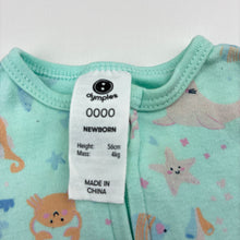 Load image into Gallery viewer, Unisex Dymples, organic cotton zip coverall / romper, GUC, size 0000,