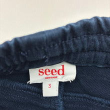 Load image into Gallery viewer, Boys Seed, navy stretch cotton pants, elasticated, fading on knees, FUC, size 3,