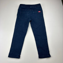 Load image into Gallery viewer, Boys Seed, navy stretch cotton pants, elasticated, fading on knees, FUC, size 3,