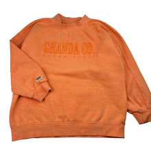 Load image into Gallery viewer, Unisex GHANDA, orange fleece lined sweater / jumper, wash fade, light marks, FUC, size 9-10,