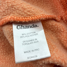 Load image into Gallery viewer, Unisex GHANDA, orange fleece lined sweater / jumper, wash fade, light marks, FUC, size 9-10,