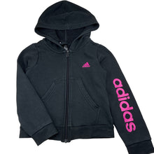 Load image into Gallery viewer, Girls Adidas, black zip hoodie sweater, wash fade, FUC, size 7-8,