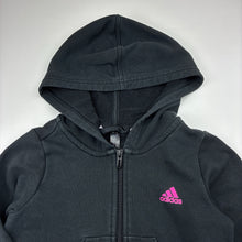 Load image into Gallery viewer, Girls Adidas, black zip hoodie sweater, wash fade, FUC, size 7-8,