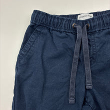 Load image into Gallery viewer, Boys Country Road, navy organic cotton / linen shorts, elasticated, wash fade, FUC, size 6,