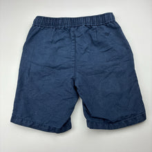 Load image into Gallery viewer, Boys Country Road, navy organic cotton / linen shorts, elasticated, wash fade, FUC, size 6,