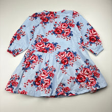Load image into Gallery viewer, Girls Pumpkin Patch, floral cotton long sleeve dress, light marks, FUC, size 1, L: