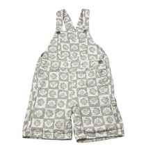 Load image into Gallery viewer, Unisex Cotton On, denim overalls / shortalls, seashells, EUC, size 3,
