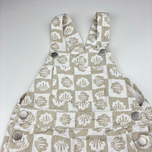 Load image into Gallery viewer, Unisex Cotton On, denim overalls / shortalls, seashells, EUC, size 3,