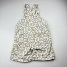 Load image into Gallery viewer, Unisex Cotton On, denim overalls / shortalls, seashells, EUC, size 3,