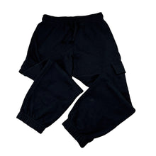 Load image into Gallery viewer, Girls Mango, black fleece lined cargo track pants, elasticated, FUC, size 6,