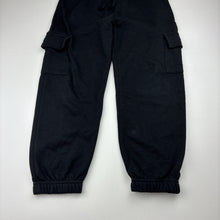 Load image into Gallery viewer, Girls Mango, black fleece lined cargo track pants, elasticated, FUC, size 6,