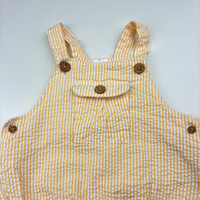 Load image into Gallery viewer, Unisex Baby Berry, yellow &amp; white stripe cotton romper, EUC, size 0,