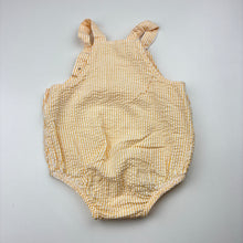 Load image into Gallery viewer, Unisex Baby Berry, yellow &amp; white stripe cotton romper, EUC, size 0,