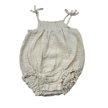 Load image into Gallery viewer, Girls Baby Berry, cream crinkle cotton summer romper, GUC, size 0,