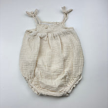 Load image into Gallery viewer, Girls Baby Berry, cream crinkle cotton summer romper, GUC, size 0,