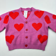 Load image into Gallery viewer, Girls Baby Berry, soft feel knit cardigan, hearts, EUC, size 000,