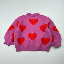 Load image into Gallery viewer, Girls Baby Berry, soft feel knit cardigan, hearts, EUC, size 000,