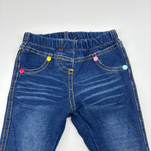 Load image into Gallery viewer, Girls Dymples, knit stretch denim leggings / bottoms, elasticated, GUC, size 00,