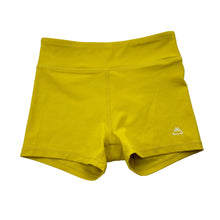 Load image into Gallery viewer, Girls CHASING OSO, yellow dance / gymnastics shorts, EUC, size 8,