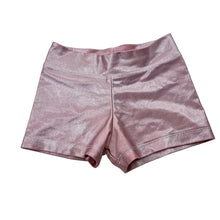 Load image into Gallery viewer, Girls Ditto Dancewear, metallic pink dance shorts, FUC, size 6,