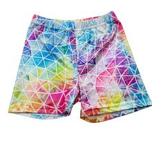Load image into Gallery viewer, Girls colourful, metallic dance / gymnastics shorts, EUC, size 9-10,
