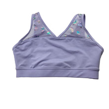 Load image into Gallery viewer, Girls Capezio, purple dance crop top, butterflies, EUC, size 7-8,