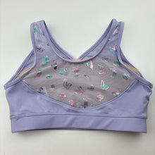 Load image into Gallery viewer, Girls Capezio, purple dance crop top, butterflies, EUC, size 7-8,