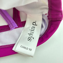 Load image into Gallery viewer, Girls SYLVIA P, pink &amp; purple velour dance / gymnastics crop top, EUC, size 10,