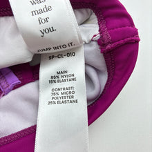 Load image into Gallery viewer, Girls SYLVIA P, pink &amp; purple velour dance / gymnastics crop top, EUC, size 10,