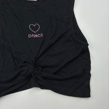 Load image into Gallery viewer, Girls Flo, stretchy cropped twist-front dance top, EUC, size 8,