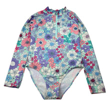 Load image into Gallery viewer, Girls Anko, floral long sleeve swim one-piece, FUC, size 8,