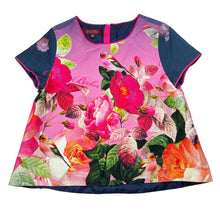 Load image into Gallery viewer, Girls Ted Baker, lined colourful floral stretch cotton top, GUC, size 10,