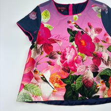 Load image into Gallery viewer, Girls Ted Baker, lined colourful floral stretch cotton top, GUC, size 10,