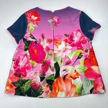 Load image into Gallery viewer, Girls Ted Baker, lined colourful floral stretch cotton top, GUC, size 10,