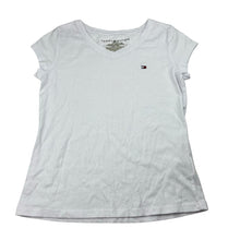Load image into Gallery viewer, Girls Tommy Hilfiger, white cap sleeve t-shirt / top, small mark on back, FUC, size 8-10,